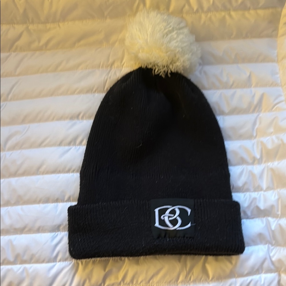 Black Beanie with White Pom-Pom